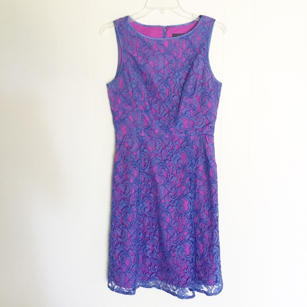 Adrianna Papell Lace Overlay Dress 6 Purple